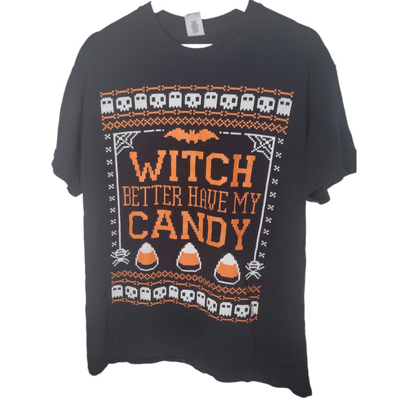Gildan Other - Halloween T-Shirt Witch Better Have My Candy Black LG Skull Ghost Candy Corn